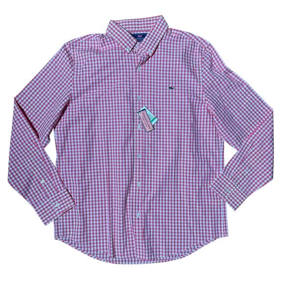 Vineyard Vines Slim Fit Whale Button Down Shirt SZ L Mens Sandy Cay Check Jetty - Picture 1 of 6